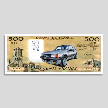 Billet de 500 Francs (Pascal) - Peugeot 205 (2)