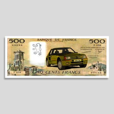 Billet de 500 Francs (Pascal) - Peugeot 205 TI6 (2)