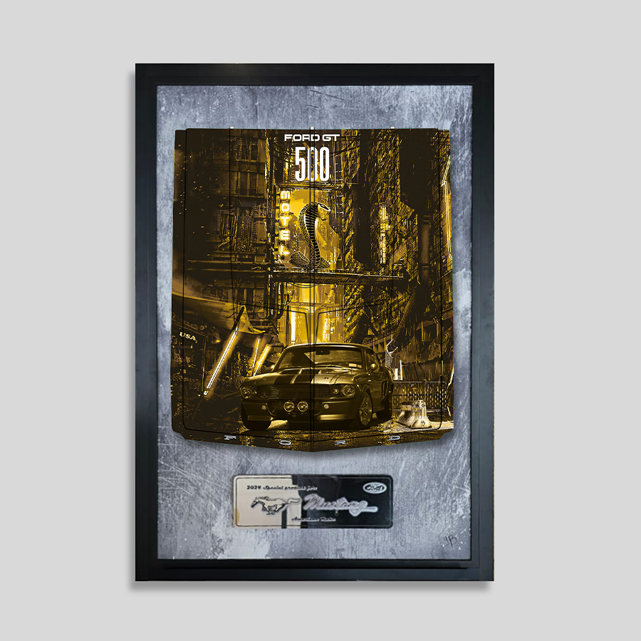 Tableau à composer - Capot Mustang encadré - GT500 Gold