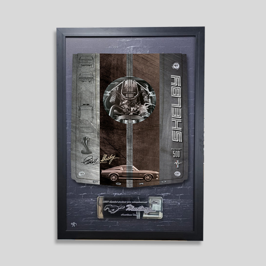 Tableau à composer - Capot Mustang encadré - Brown Metal Stone