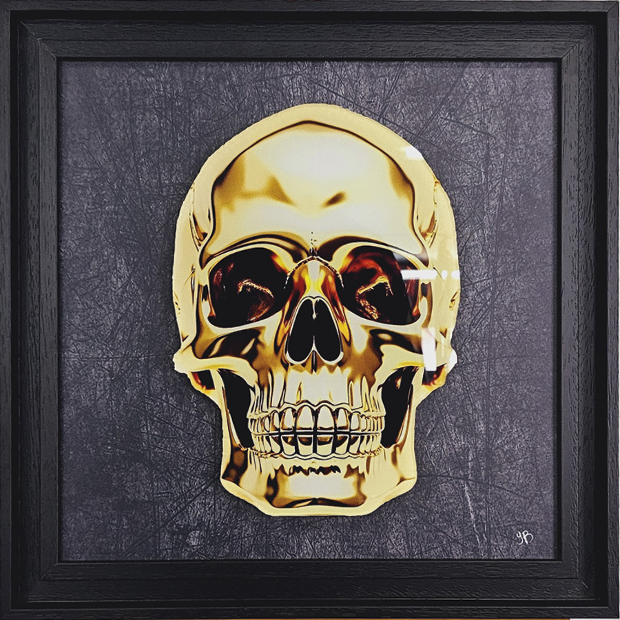 Gold Skull – Plexi encadré déporté – Tableaux décoratifs muraux